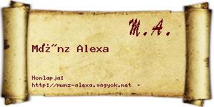 Münz Alexa névjegykártya